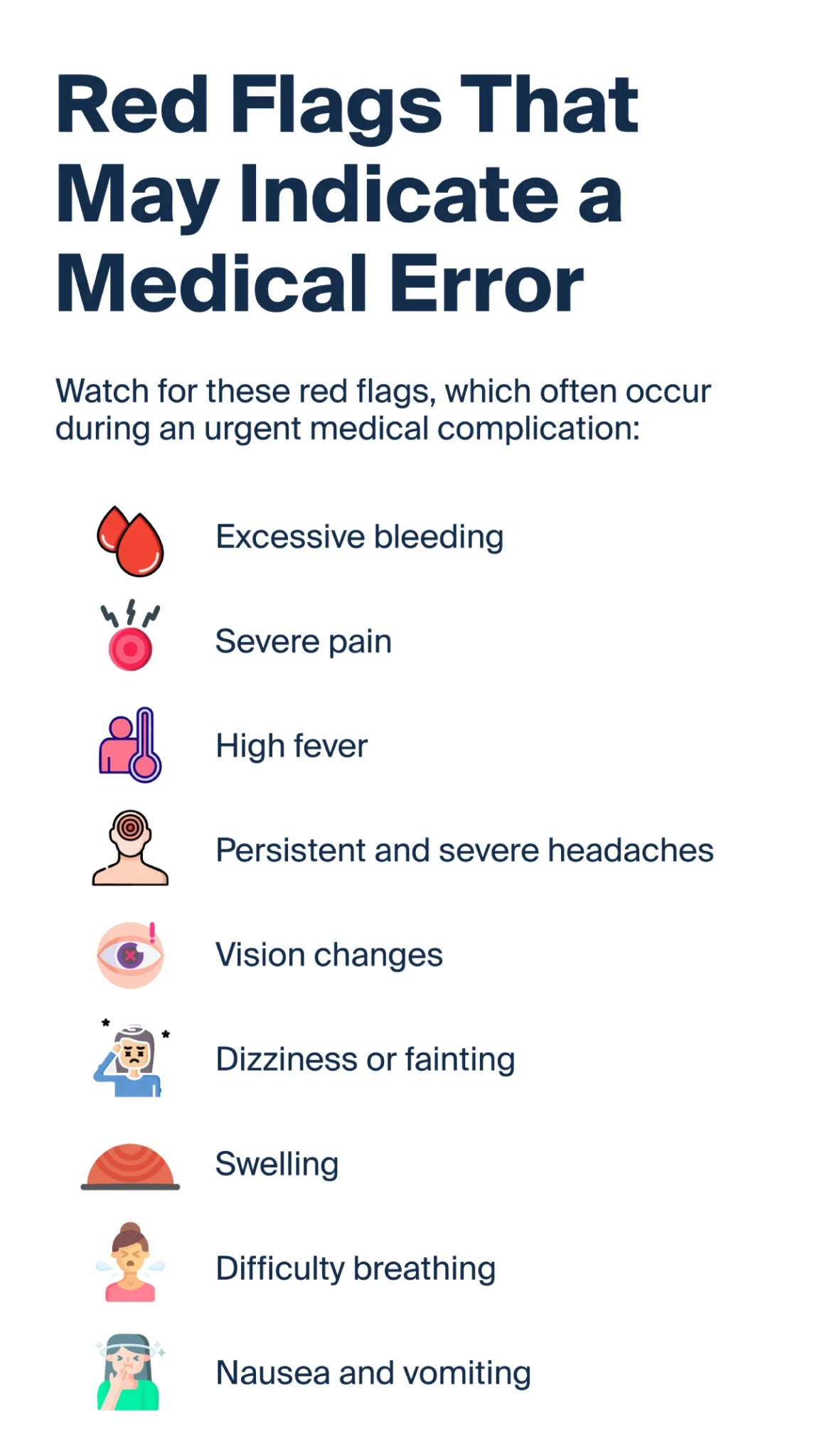 red flags that may indicate a medical error or birth injury