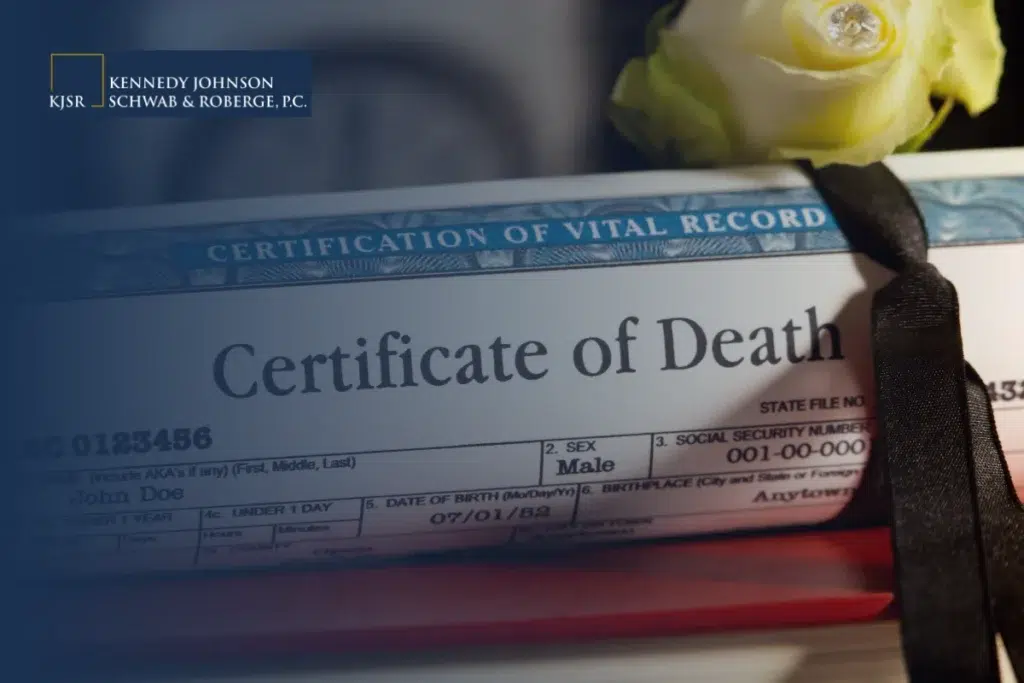 A close up of a certificate of death. The Importance of Hiring an Experienced Lawyer for a Wrongful Death Case in Connecticut.