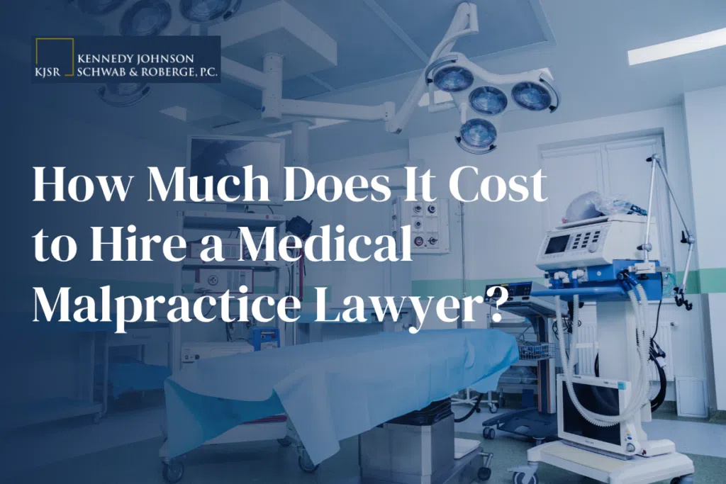 Image of an operation room with the text over it: How Much Does It Cost to Hire a Medical Malpractice Lawyer